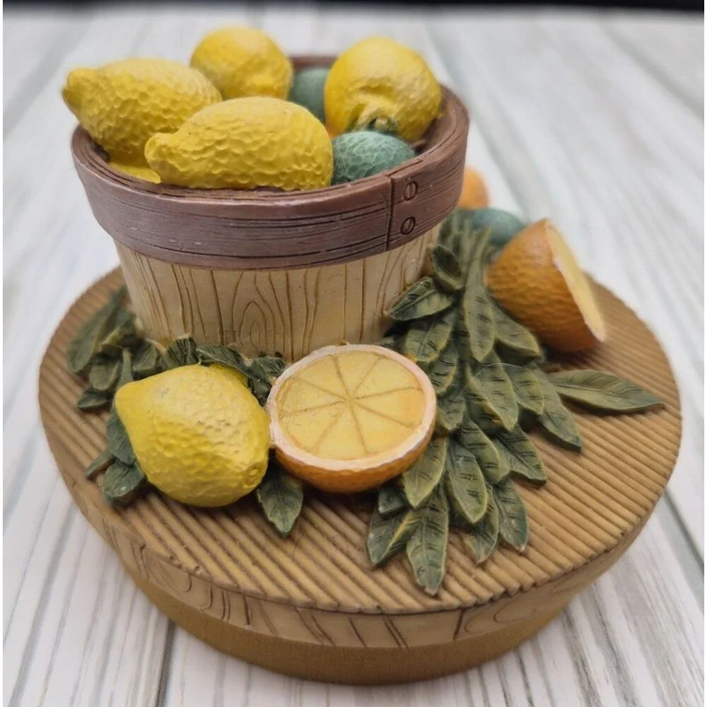 Lot of 2 Yankee Candle Jar Lids Covers Tea Set Tea Cup Lemon Basket Decorative